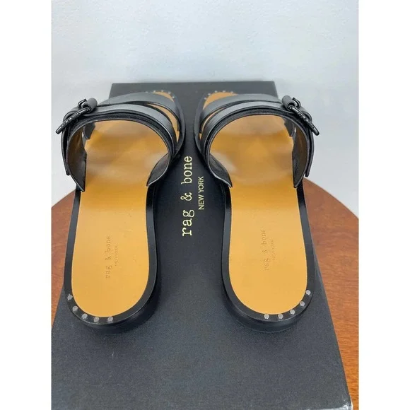 Rag & Bone Arley Slide Sandal in Black Zebra Size EU 35